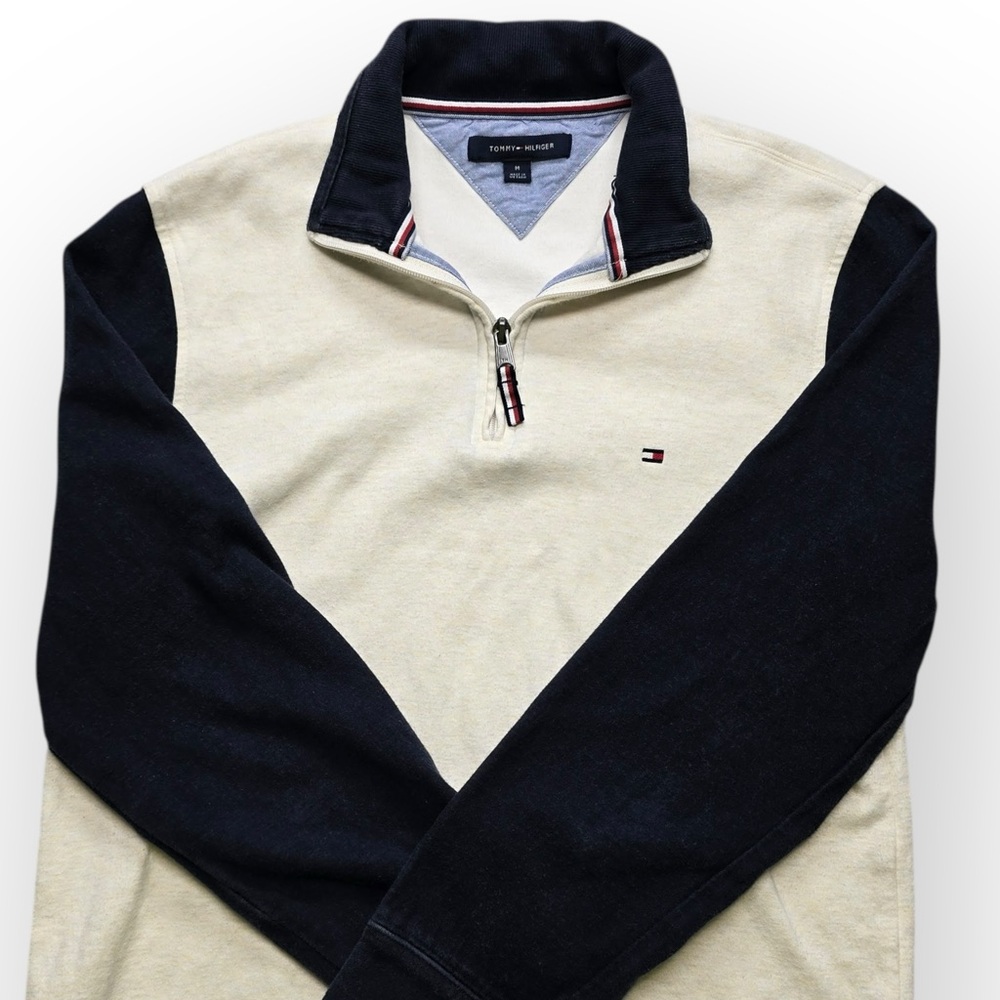 Tommy Hilfiger Preppy Quarter Zip‎ Pullover Fleece Colorblock Men M